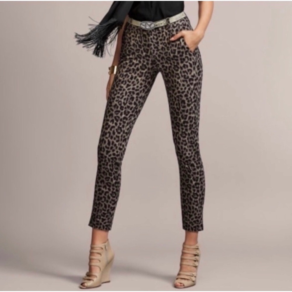 CABI Leopard Print Skinny #3393 Jungle Trouser Ponte Ankle Pant Size 6